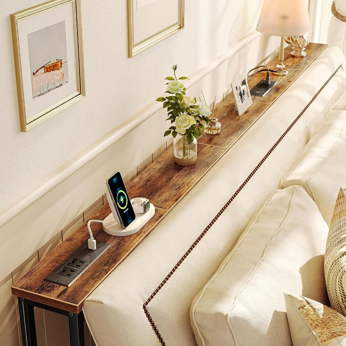 Stylish Sofa Side Table with Convenient Power Outlets for Modern Living