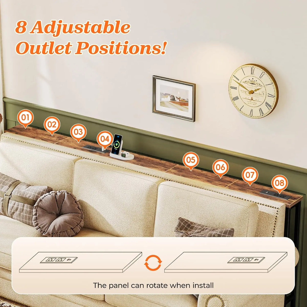 Stylish Sofa Side Table with Convenient Power Outlets for Modern Living